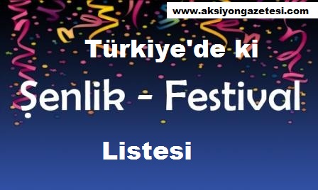 Türkiye Festival, Şenlik, Fuar Listesi